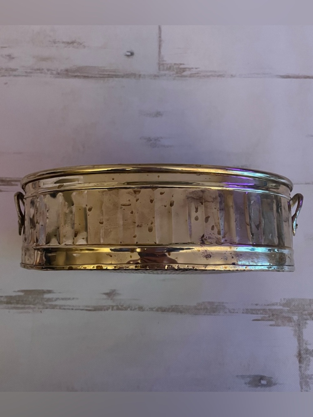 Vintage Solid Brass Oblong Planter - Picture 3 of 9